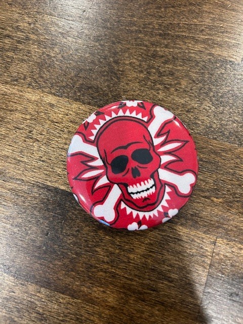 Red Skull Bad-dana Refrigerator Magnet or Pin Back Button handmade