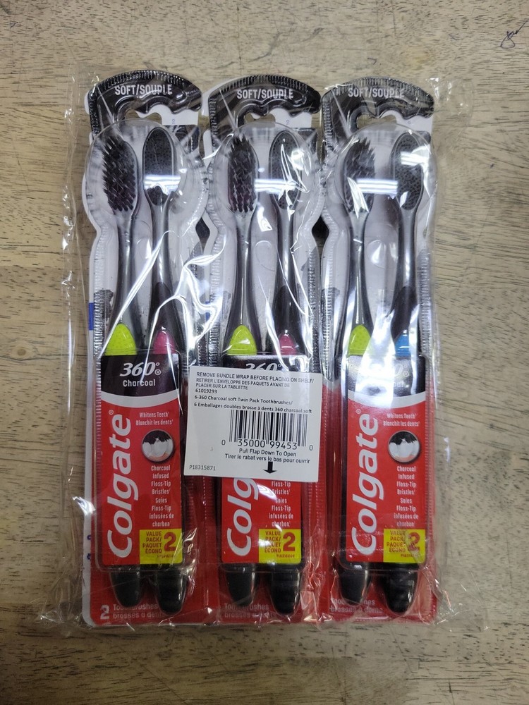 COLGATE 360 CHARCOAL SOFT 6-2 packs Brand New Sealed