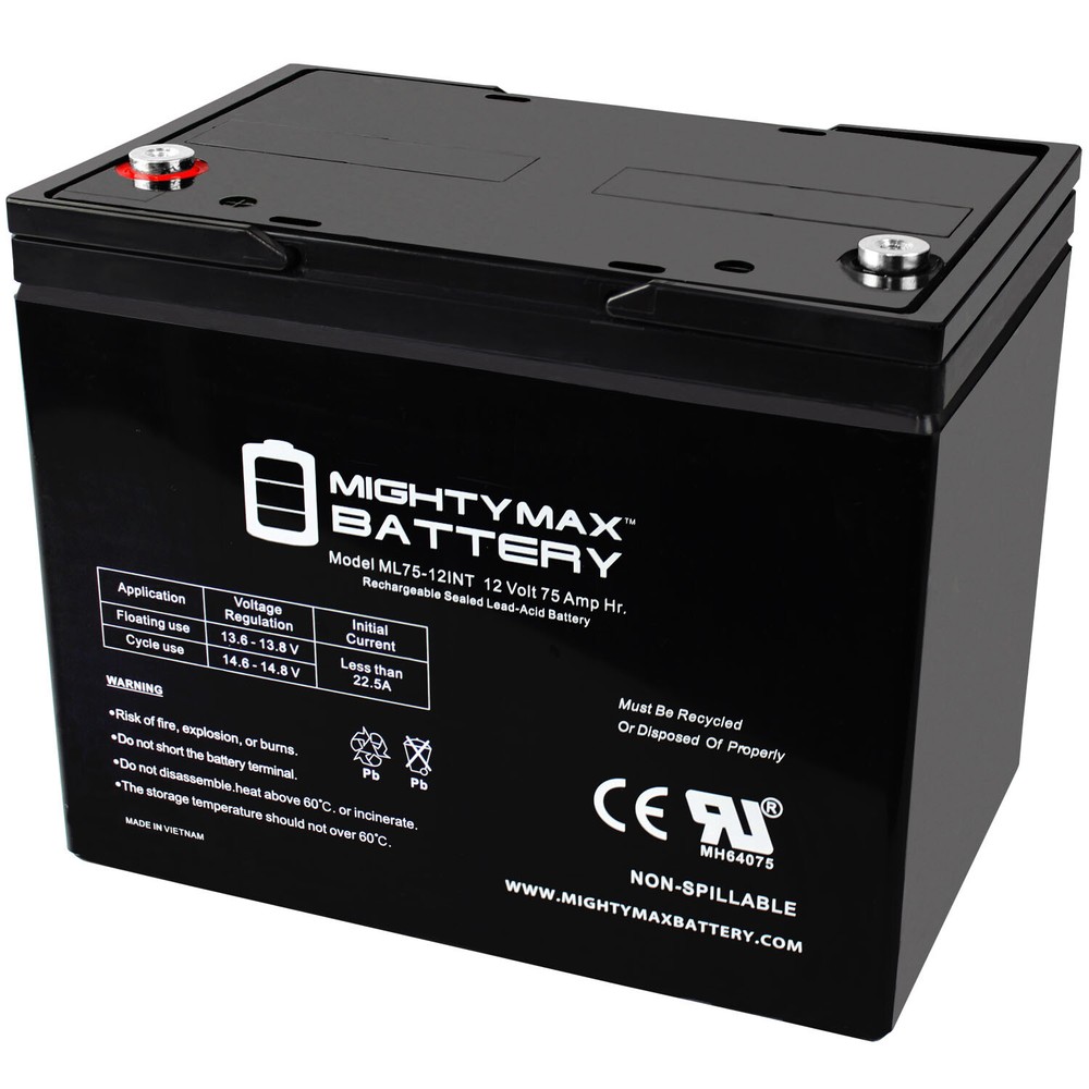 Mighty Max 12V 75Ah Internal Thread Battery for Quantum Q6 Edge HD