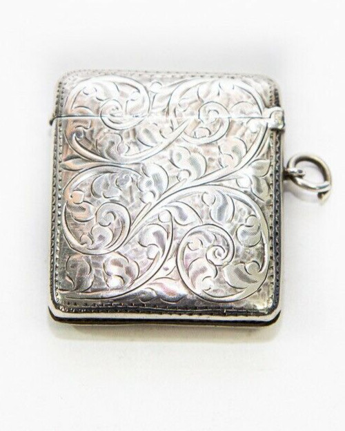 EDWARDIAN SILVER VESTA CASE BY HENRY CHARLES FREEMAN BIRMINGHAM 1908.