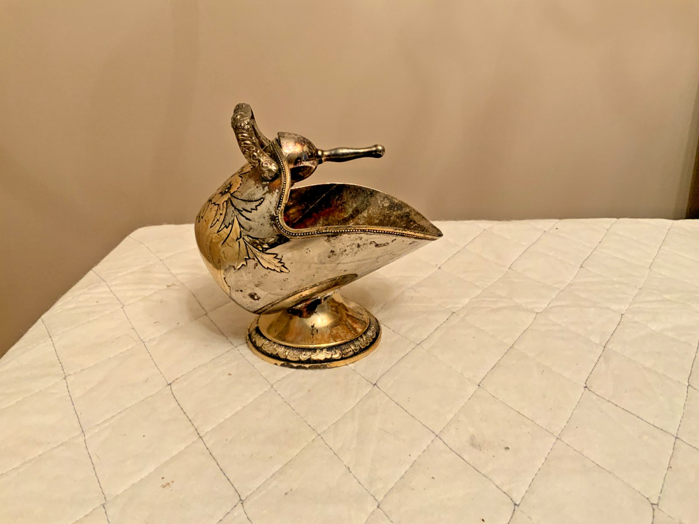 Vintage Silver Plated Sugar Scuttle Bowl Raised Floral Pattern Original
