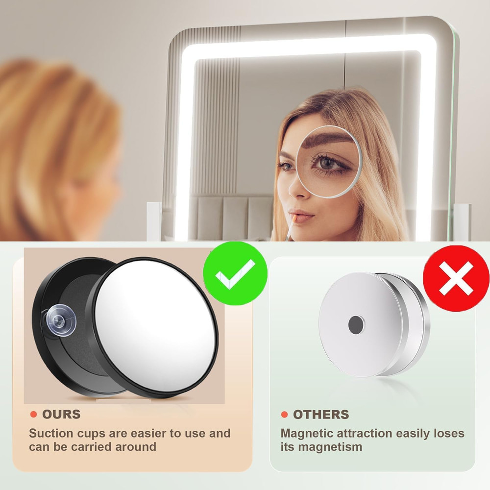 LED Vanity Mirror with 10X Magnification, Touch Control & 3 Lighting Modes