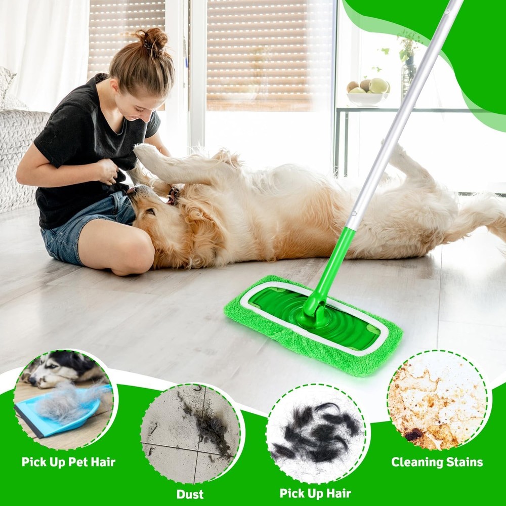 🔥 8 Pack Reusable Microfiber Mop Pads Compatible with Swiffer Sweeper Washable