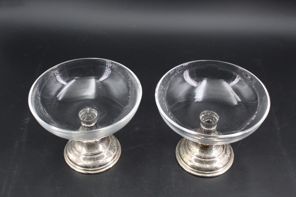 Set of 2 Vintage Sterling Silver Footed Compote/Candy Dish Solid Sterling