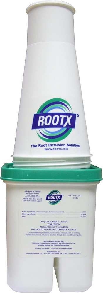 ROOTX - 4LB. JAR with Funnel/APPLICATOR Foaming Root Control for Sewer Lines and