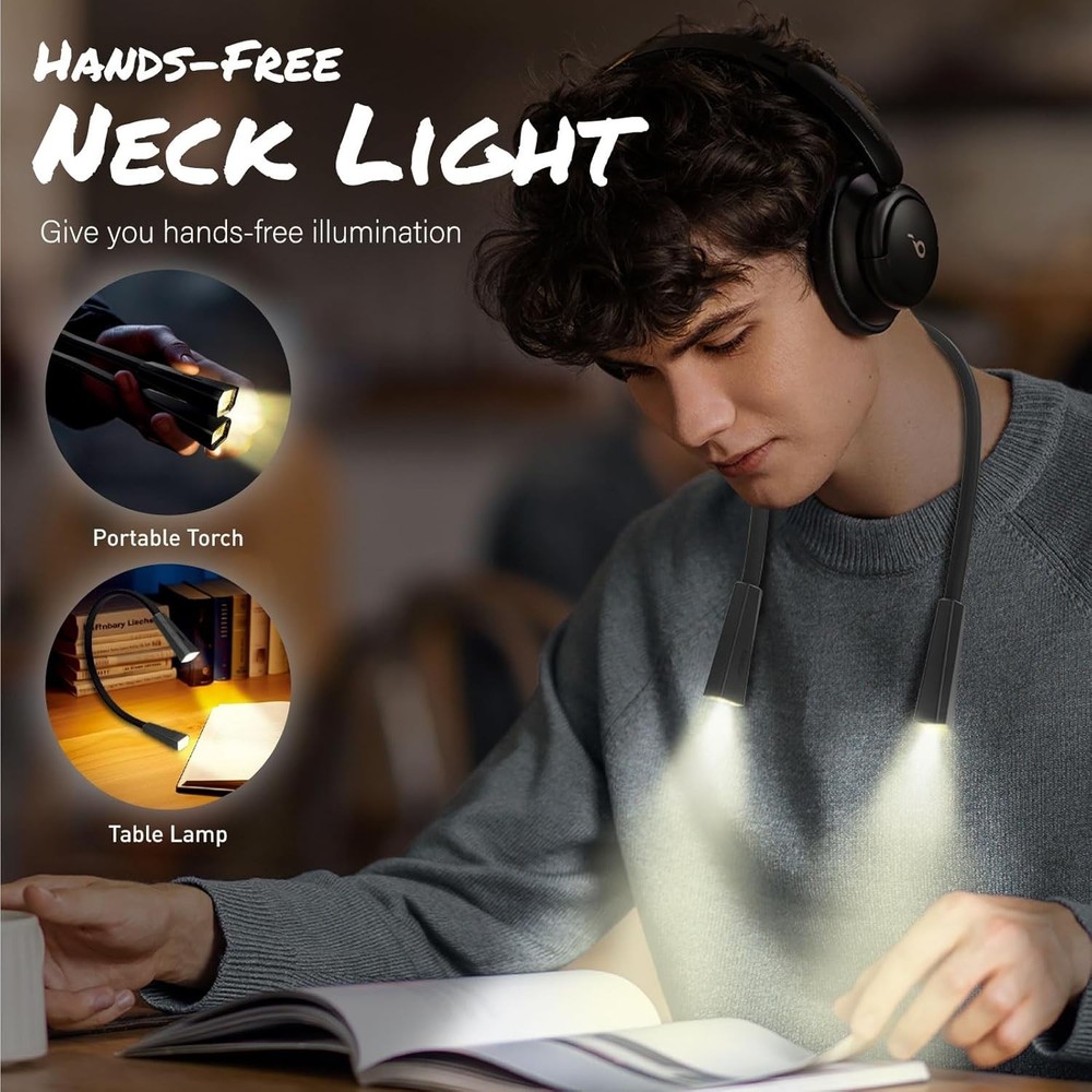 LED Neck Reading Light, Book Light for Reading in Bed, 2 Colors, 4 Brightness
