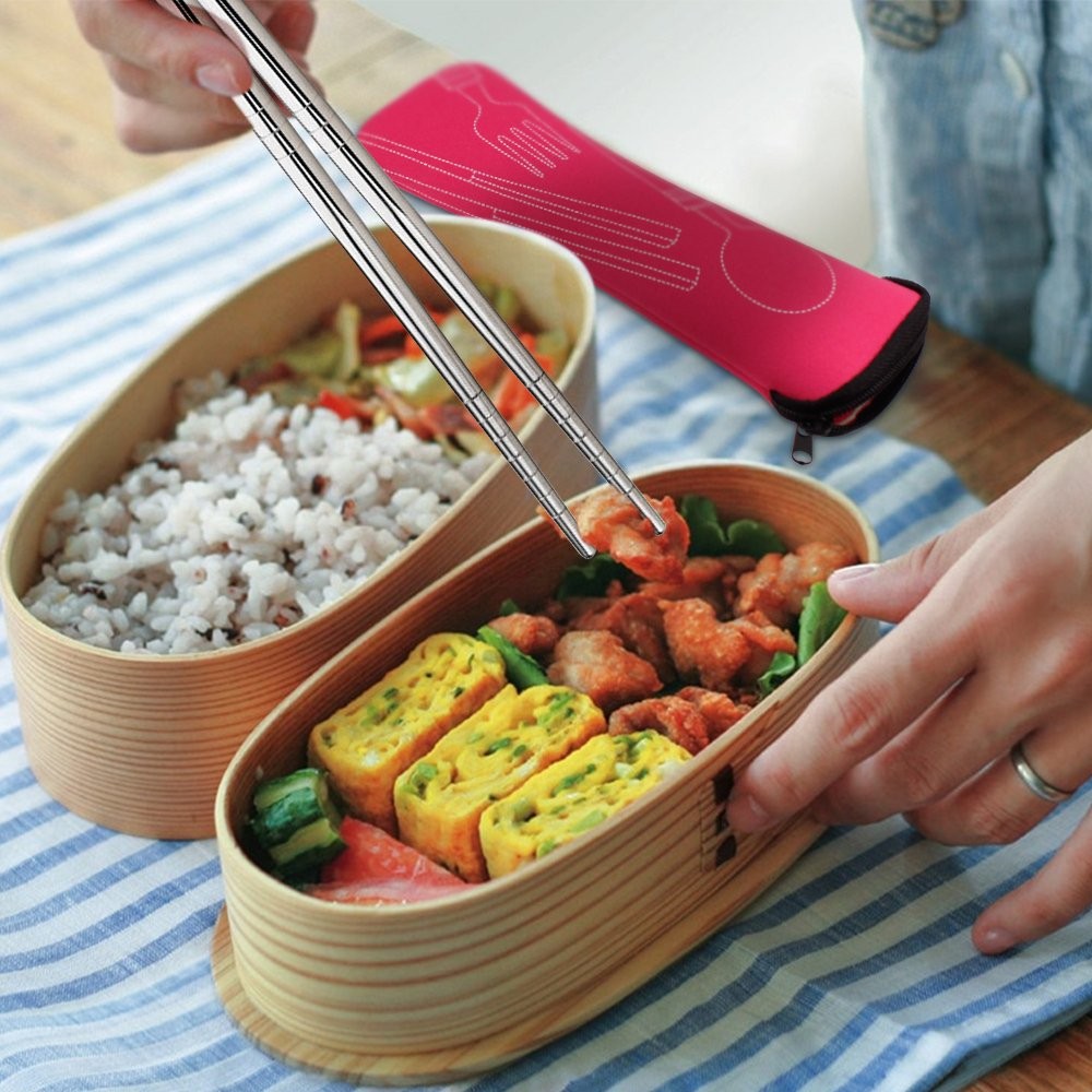 8 Pieces Flatware Sets , Fork, Spoon, Chopsticks, 2 Pack Rustproof Stainless ...
