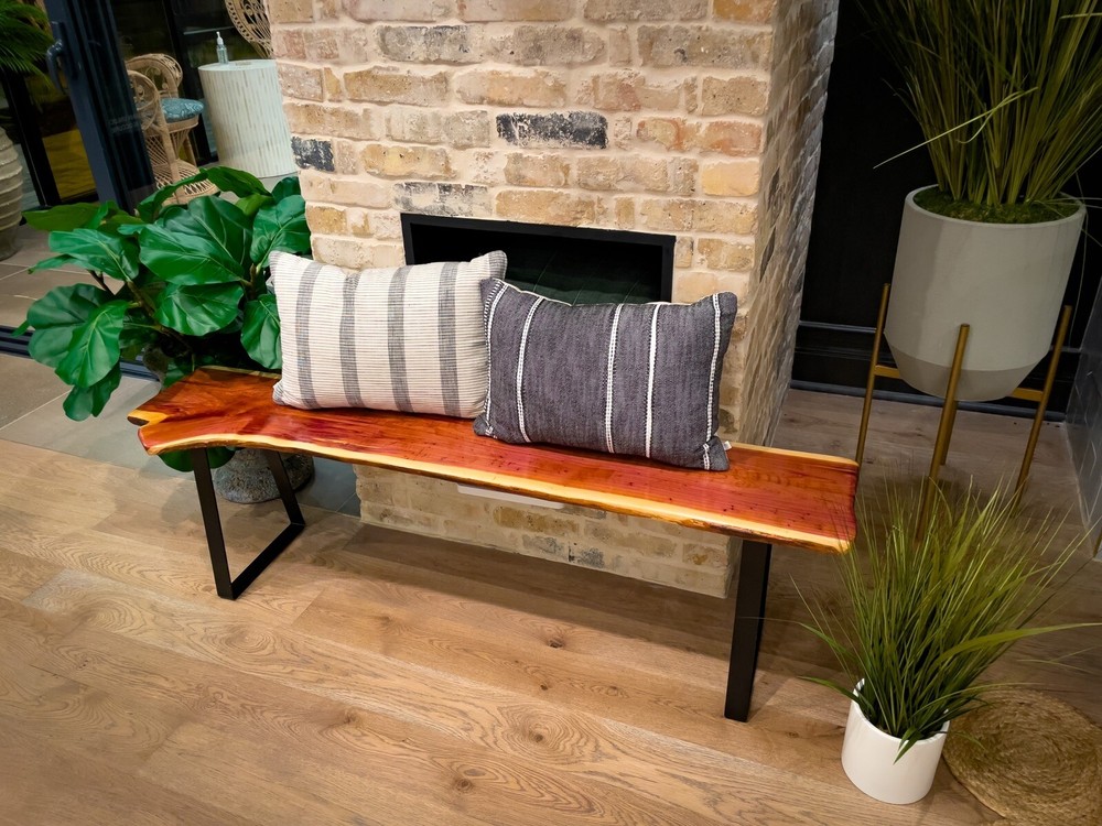 rustic wood bench