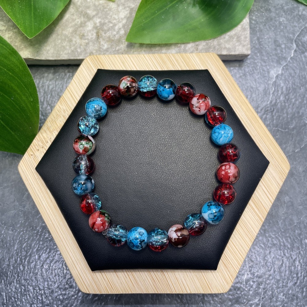 Handmade Bead Beaded Stackable 7” Plus Stretch Bracelet New Free Ship C1300