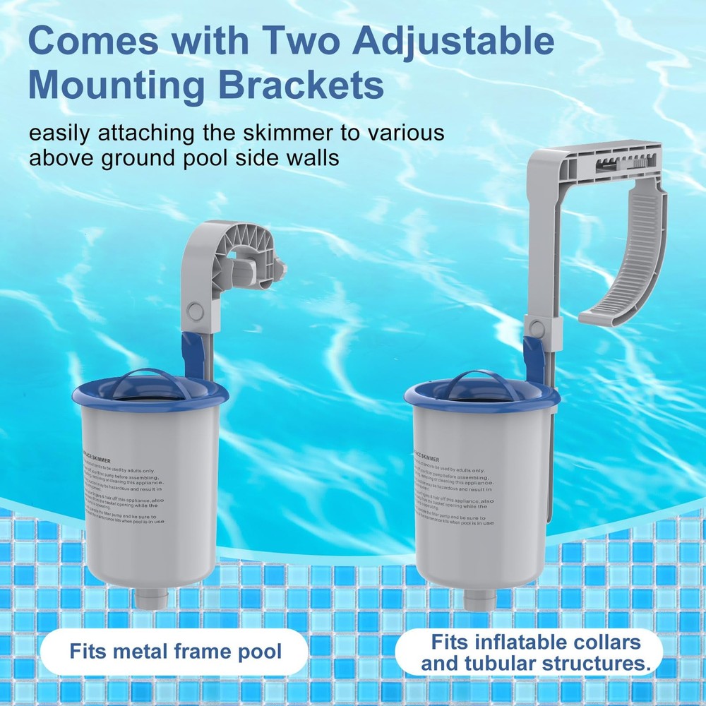 Above Ground Pool Surface Skimmer, Wall Mount Pool Maintenance Accessories fo...