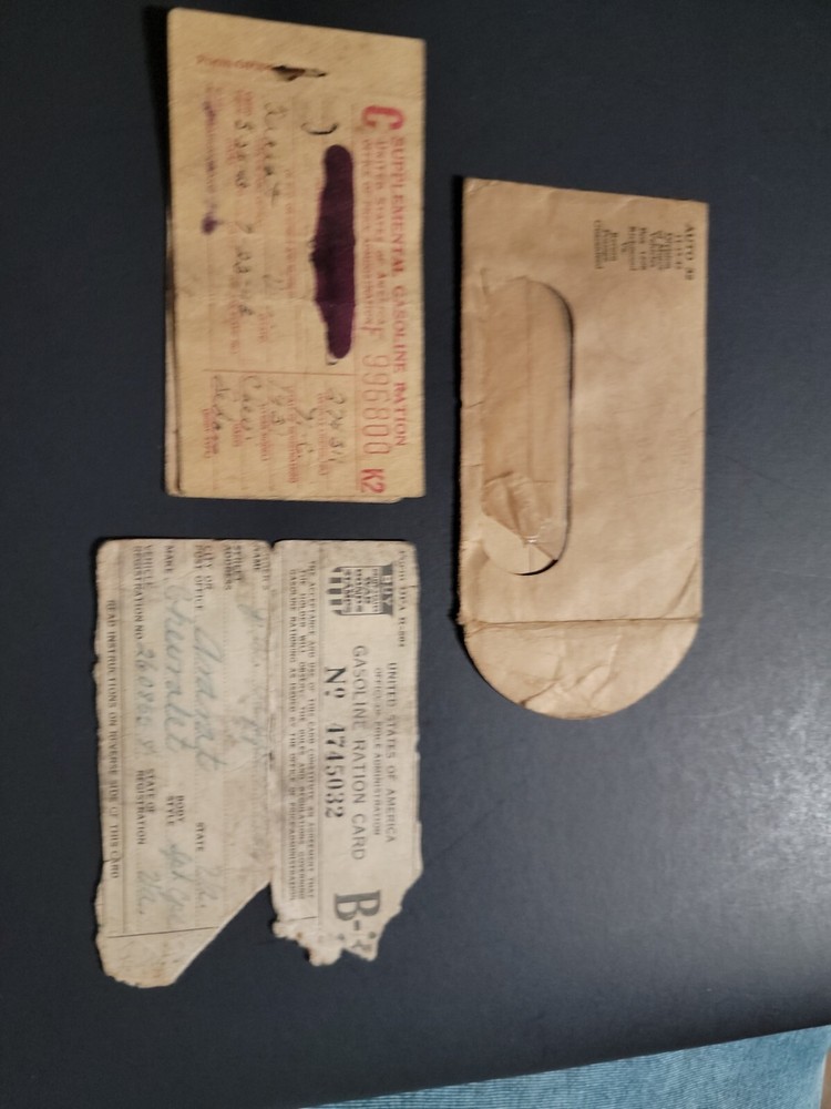 1943 WW2 GASOLINE RATIONS