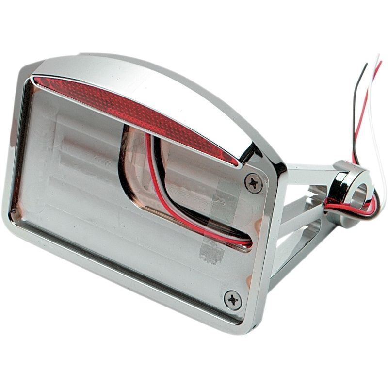 Chrome Curved Side Mounted License Plate Bracket w/LED Tail Light Brake Light US