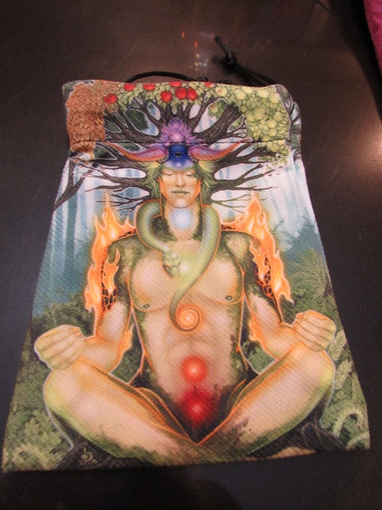 Double-Sided Printed Tarot Cards Storage Drawstring Chakra Bag!  5" x 6.5"