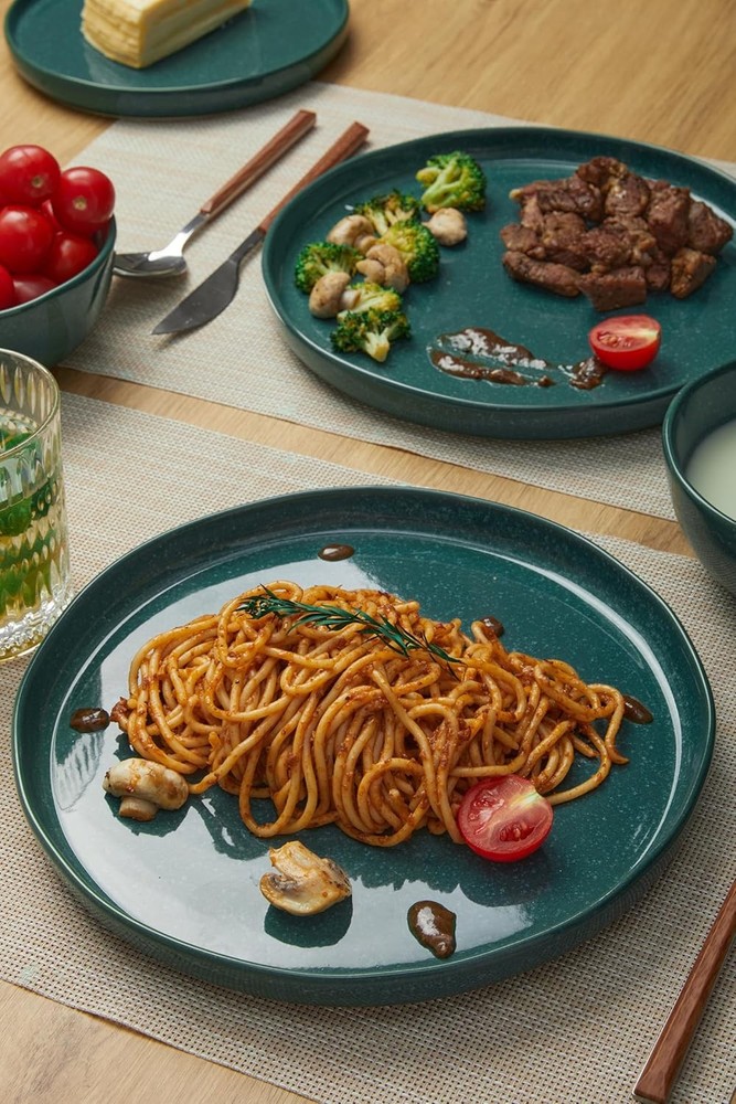 Ceramic Dinnerware Set 4 Reactive Glaze Plates & Bowls Sets Dining