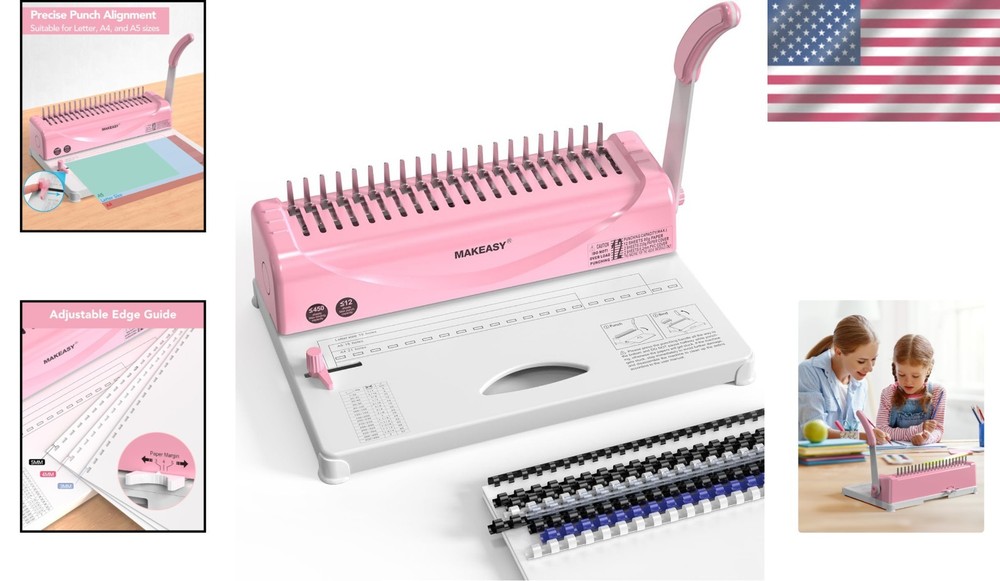Durable Metal Comb Binding Machine: 400 Sheet Capacity for Easy Document Binding