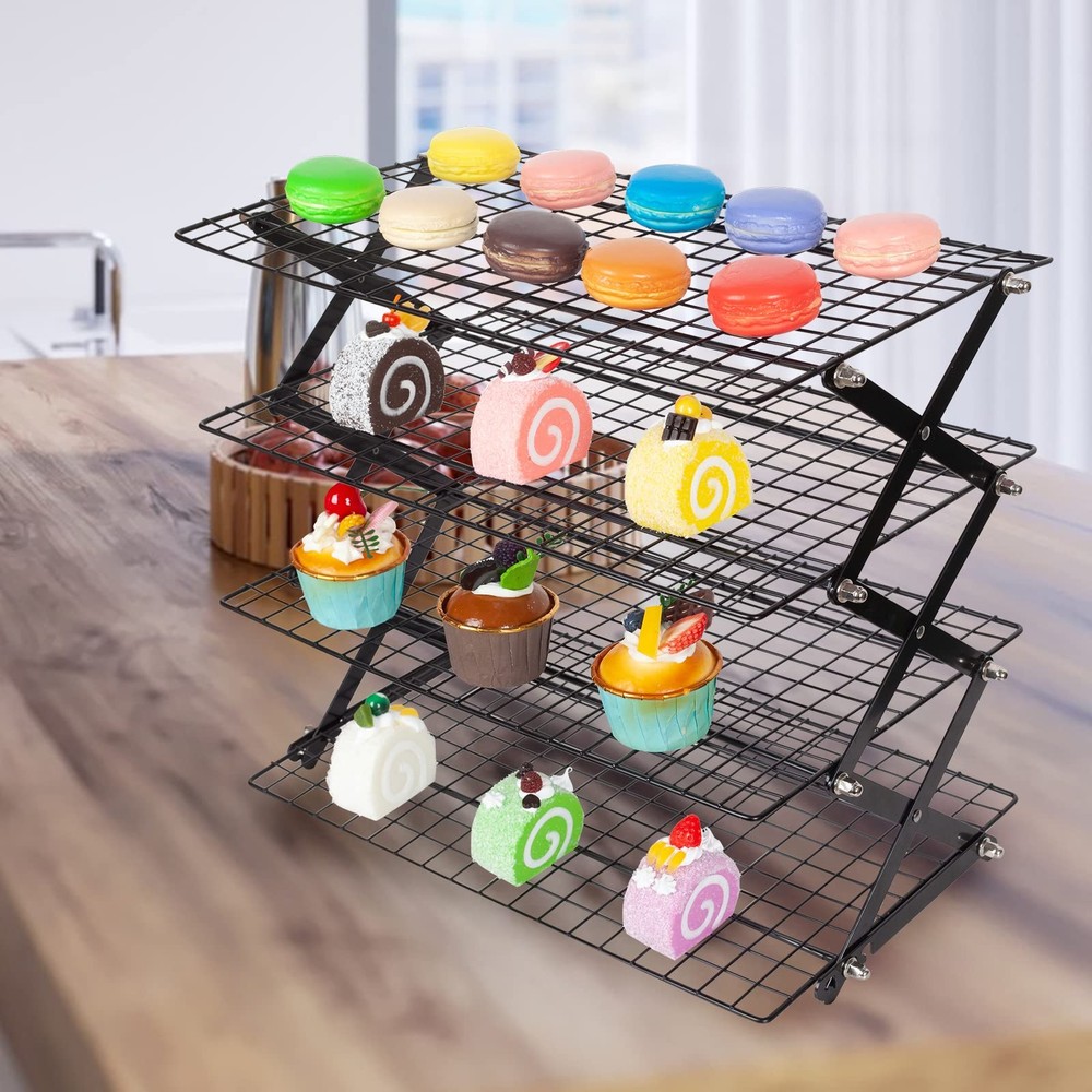 PowerKing Upgraded Collapsible 4-Tier Cooling Rack, Adjustable Stackable Non-...
