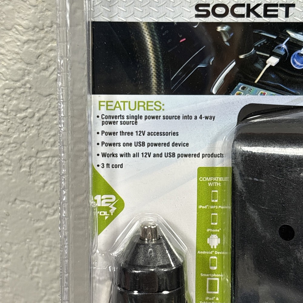 Road Proof Triple 12v Plus USB Socket Adapter