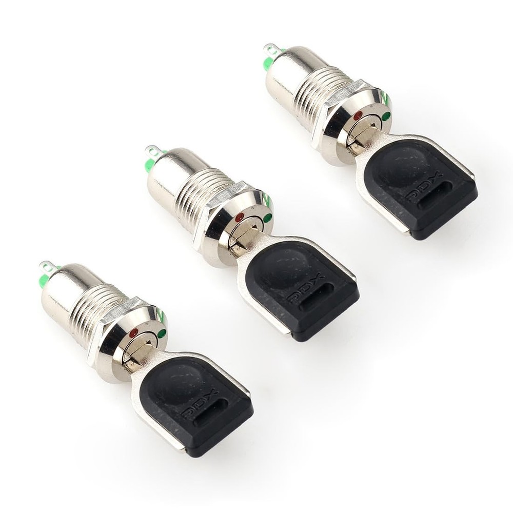 ThtRht 3 Pack Mini Electric Key Switch ONOff 2 Position Terminal Keyswitch Ro...