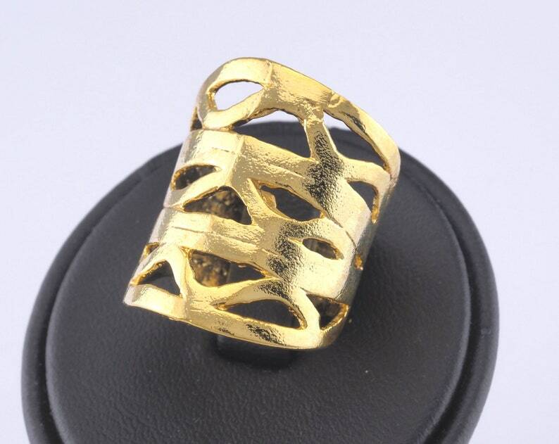 Adjustable Ring Shiny Gold Plated brass (18mm 8US inner size) 2992