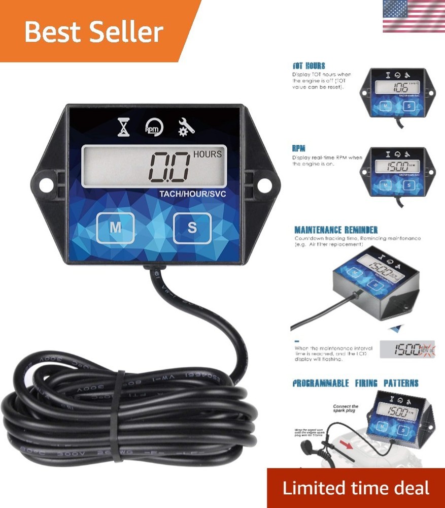 Battery-Replaceable Hour Meter with Tachometer & Waterproof Feature - HM011F