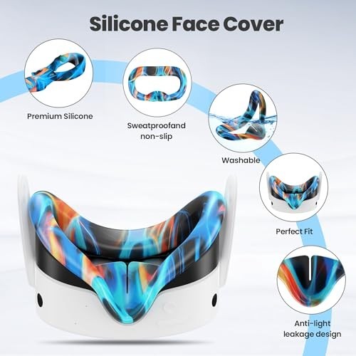 "Silicone Face Cover & VR Shell for Meta Quest 3, Touch Controller Grips & Lens