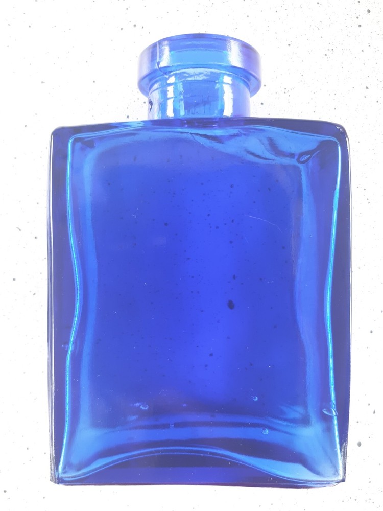 Blue Cobalt Glass Bottle Square Rectangular Vintage