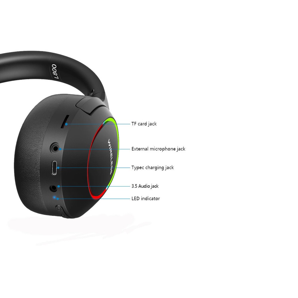 Wireless Bluetooth Headphones with Microphone Black For Galaxy Note 10 / 10 Plus