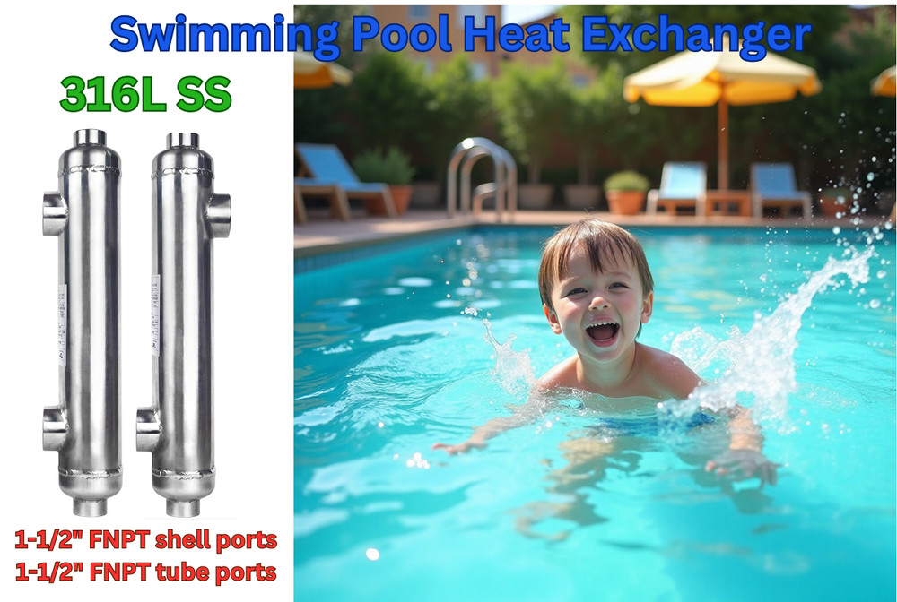 Swimming Pool Heat Exchanger - 316L SS,  210 kBtu, up to 18,000 gallons pools