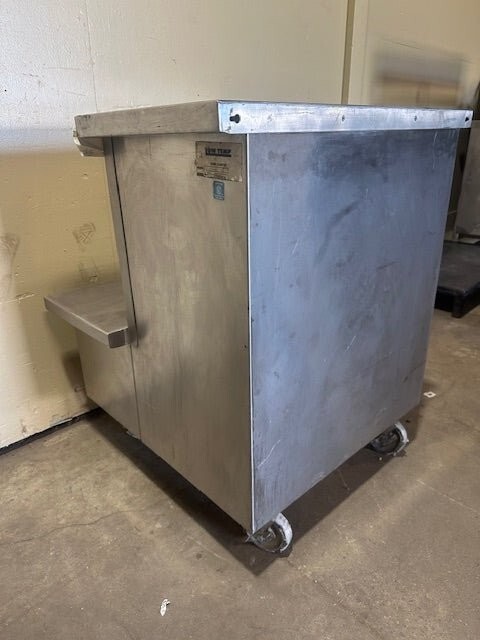 LOW TEMP STAINLESS STEEL 2 STEP WORK COUNTER STATION ON CASTERS
