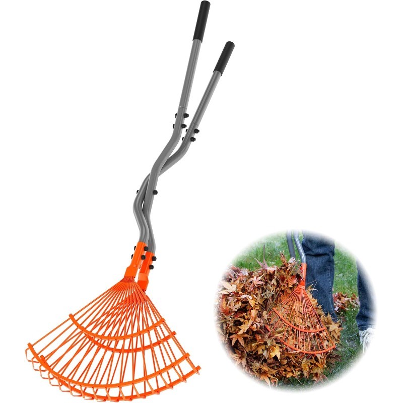 Walensee Leaf Rake Heavy Duty Steel Handle Leaf Grabber Scooper