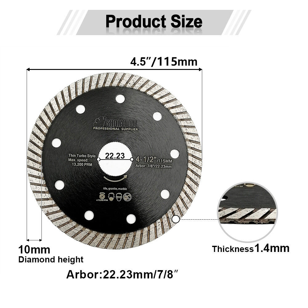 5pcs 4.5" Superthin Diamond Circular Blade Cutting Disc for Ceramic Tile Granite