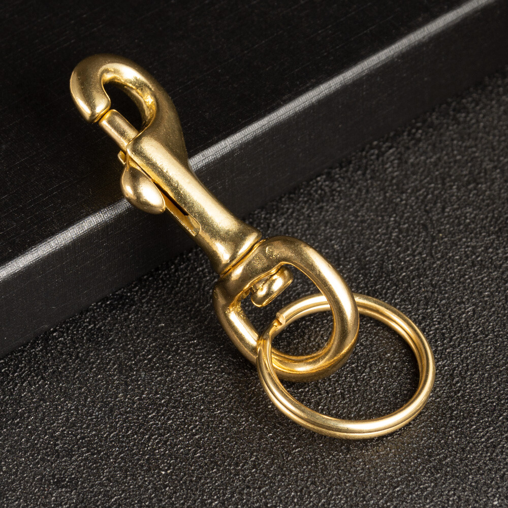 2PC Brass Keychain Swivel Bolt Snap Slit Ring Trigger Snap Belt Clip Key Hook