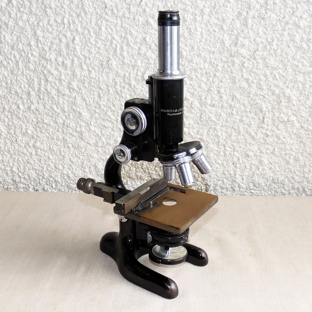 ANTIQUE BAUSCH & LOMB ROCHESTER NY MICROSCOPE CAST IRON FRAME