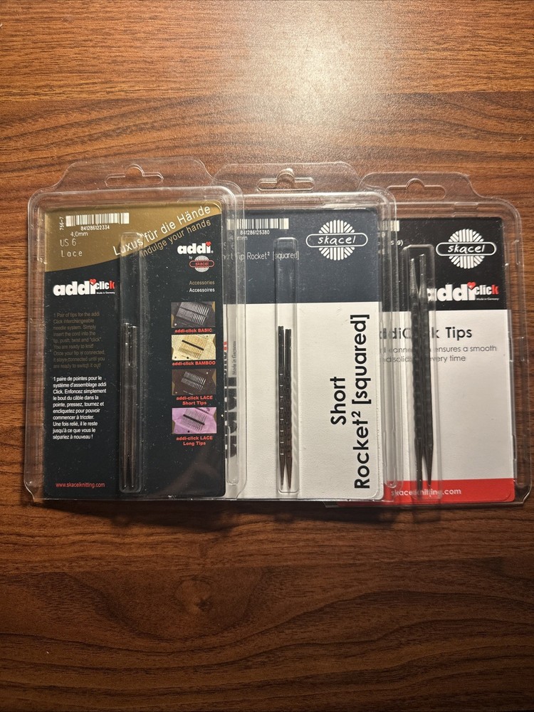 Lot of 3 addi Click Short Rocket 2 Squared & Rocket Interchangeable Needle Tips