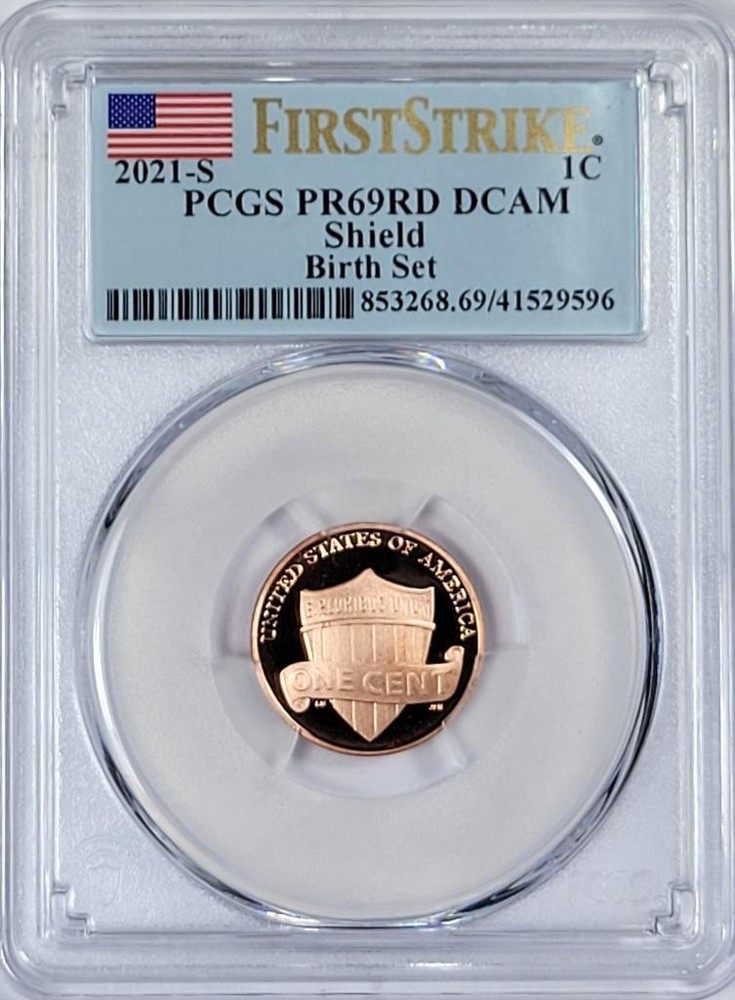 2021 - S  Lincoln Cent - PCGS PR69RD DCAM - Shield - First Strike - Birth Set