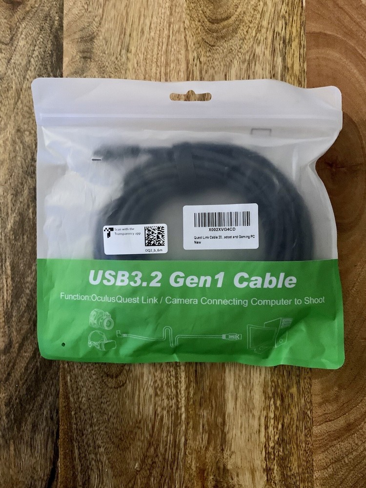 20ft Link Cable for Oculus Quest 2, USB C 3.2, Gen 1, High Speed Data Transfer