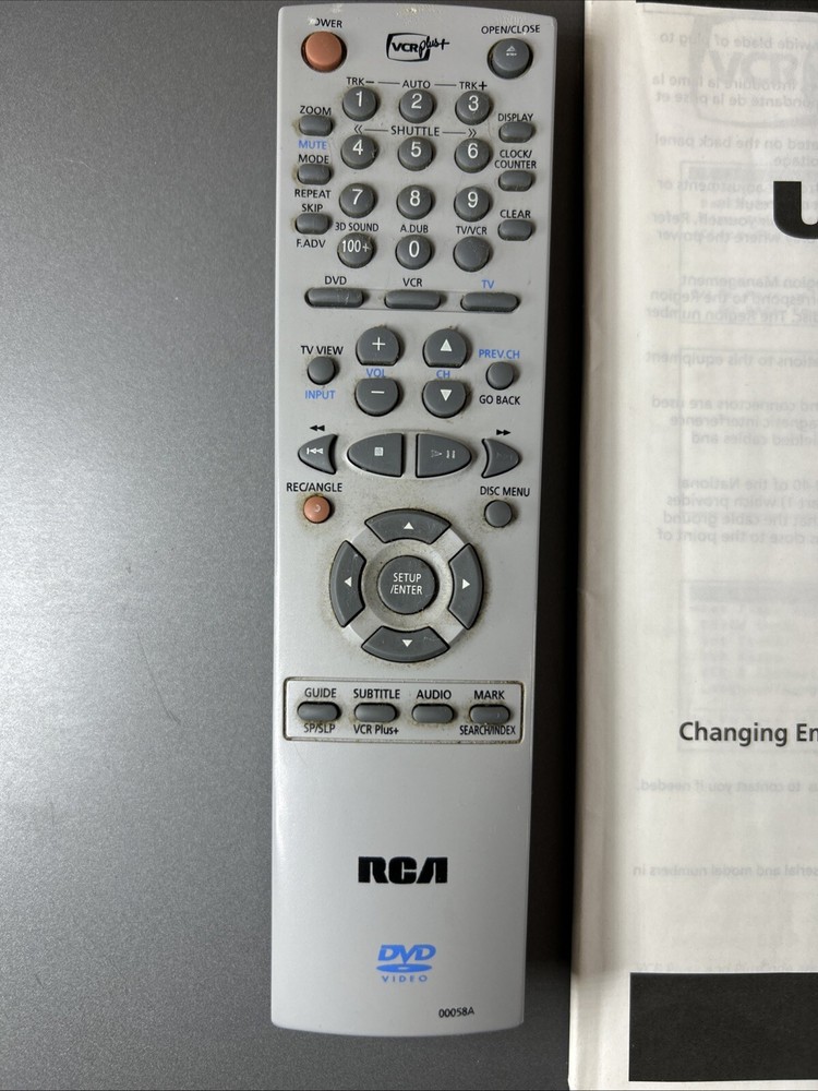 RCA VC125HF DVD/VHS Combo Player VHS Recorder W/ Remote & User Guide - Untested
