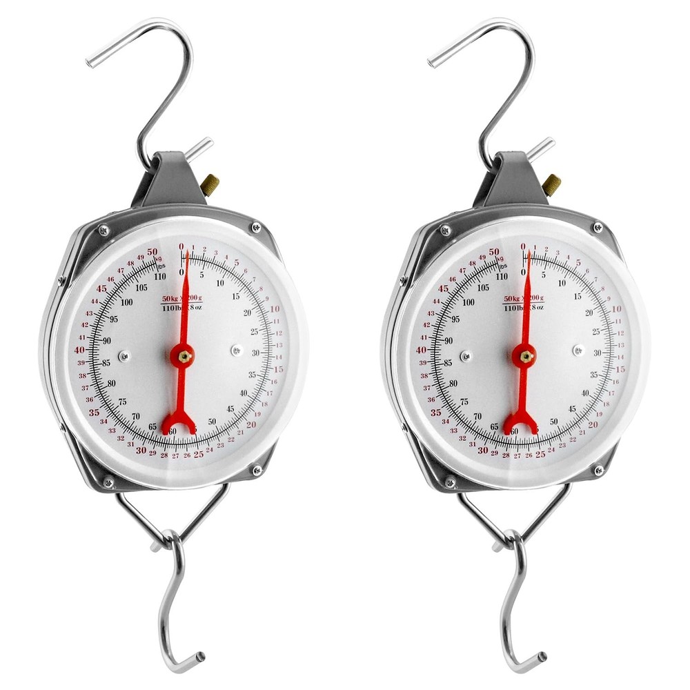 QWORK 2 Pack Precision Hanging Scale, 110lbs / 50kg 110lb/50kg (2-Pack)