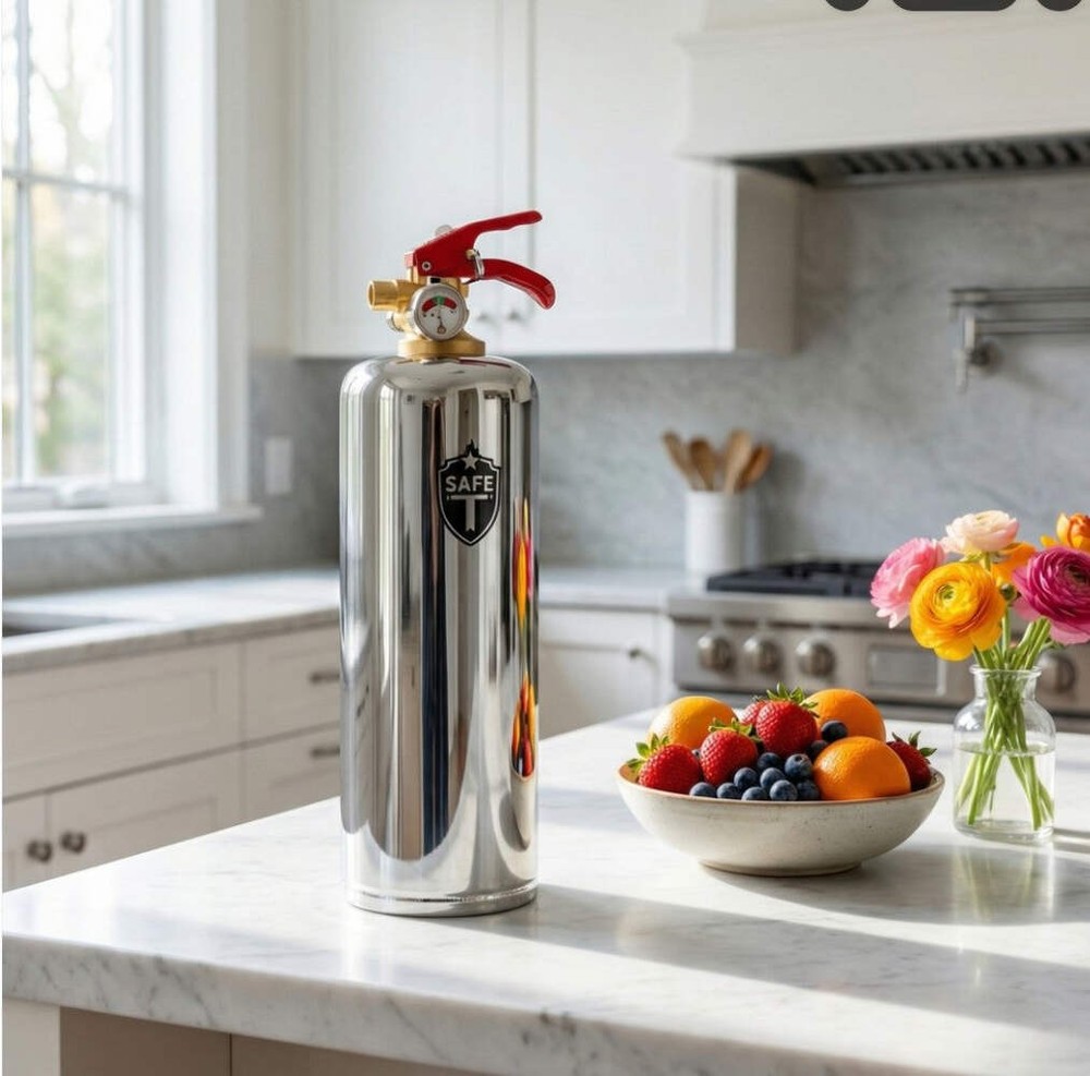 CHIC FIRE - Design Fire Extinguisher - Chrome - Fully functional - ABC