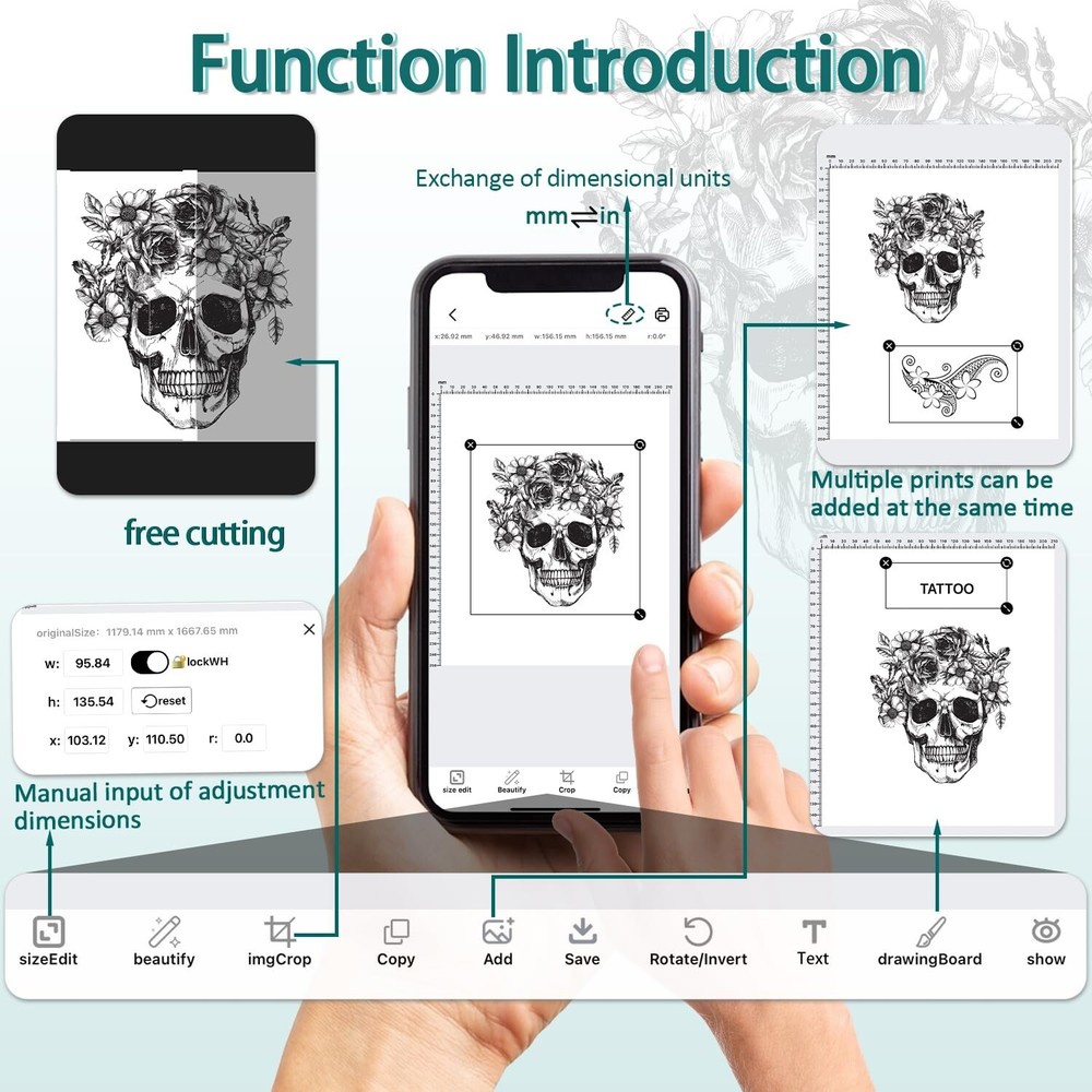 Atelics Wireless Tattoo Transfer Stencil Printer, with Storage Case