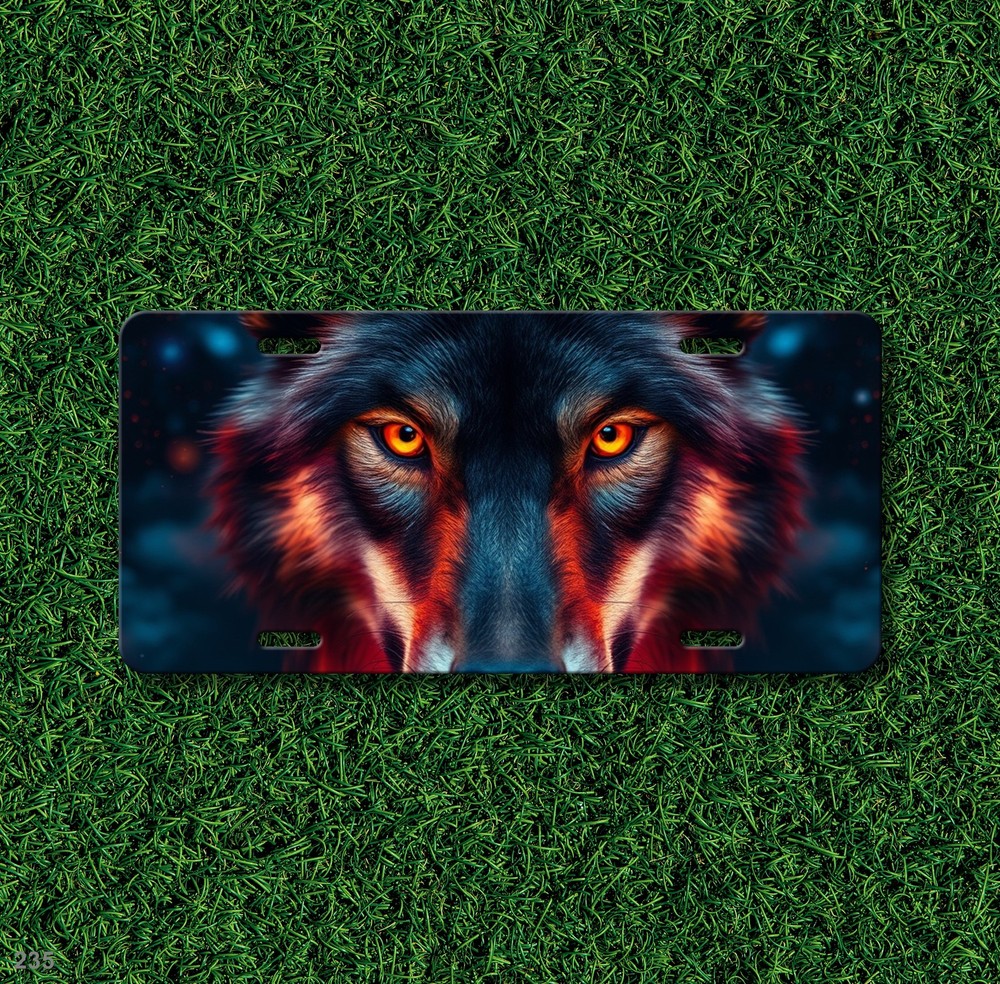 Intense Wolf License Plate Custom Front Plate Anniversary Gift