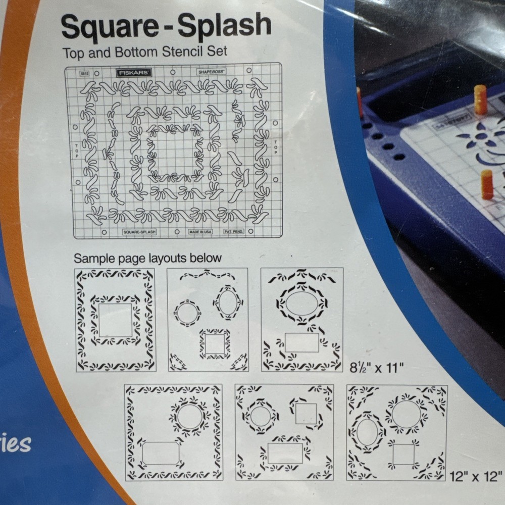 FISKARS Shape Boss Scrap Boss 9x12 Embossing Stencil Square Splash Cardmaking