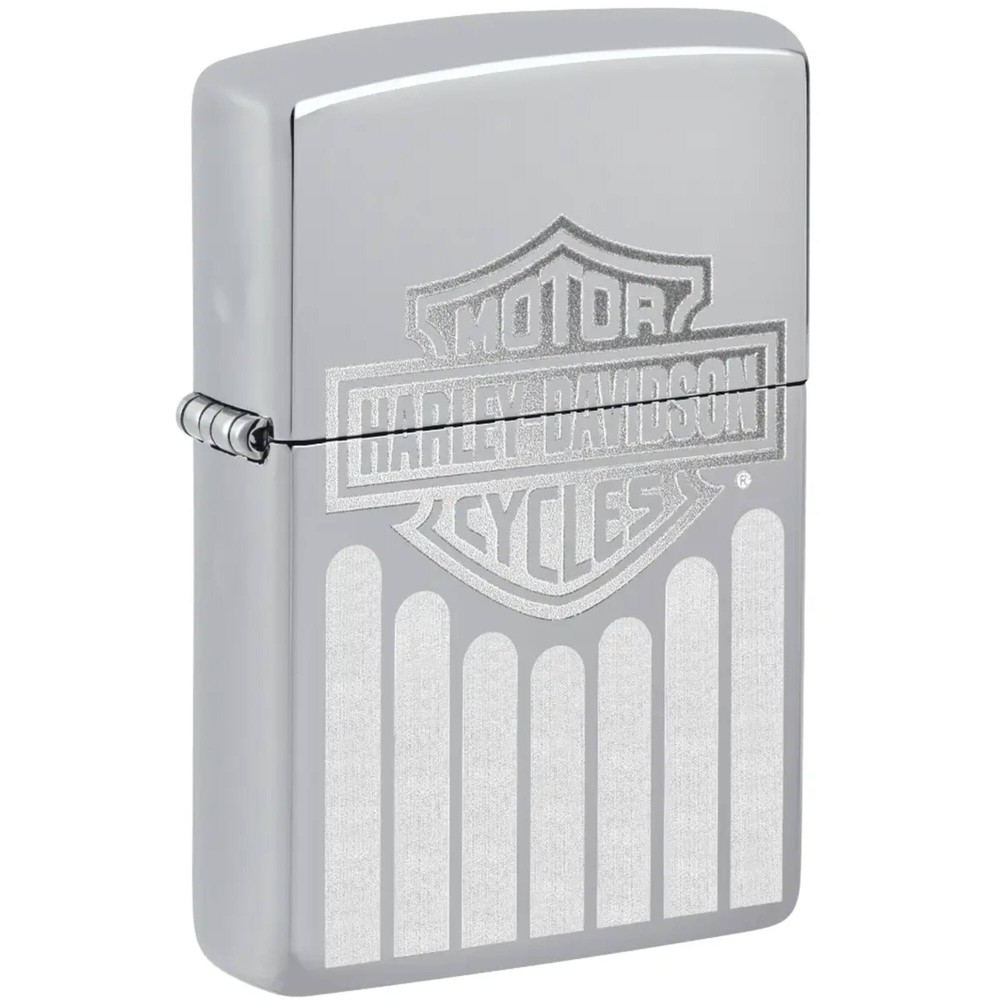 Zippo Windproof Lighter Harley Davidson Emblem Attached Brushed Chrome 48993