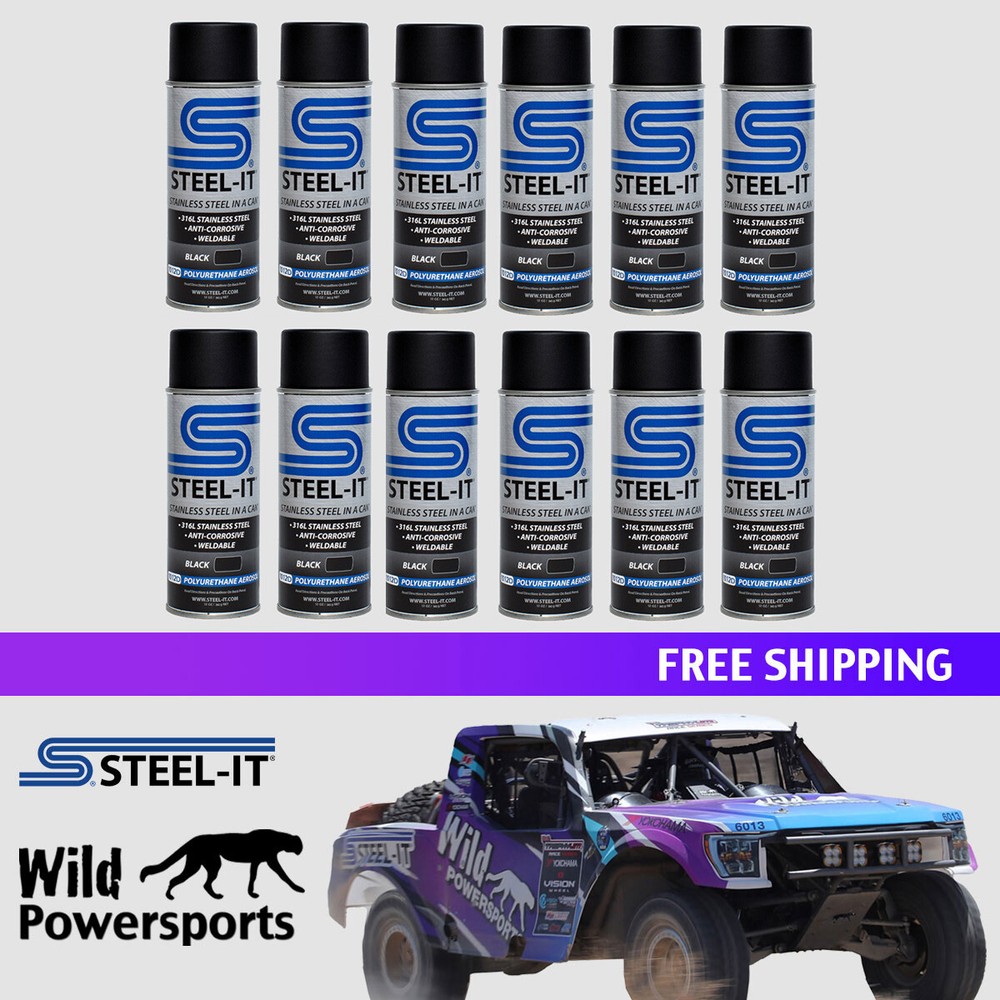 STEEL-IT BLACK Polyurethane 12oz Spray Can (12 Pack)
