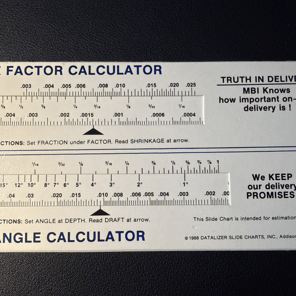Mold Shrinkage & Trig function & Draft angle Slide Rule Calculator