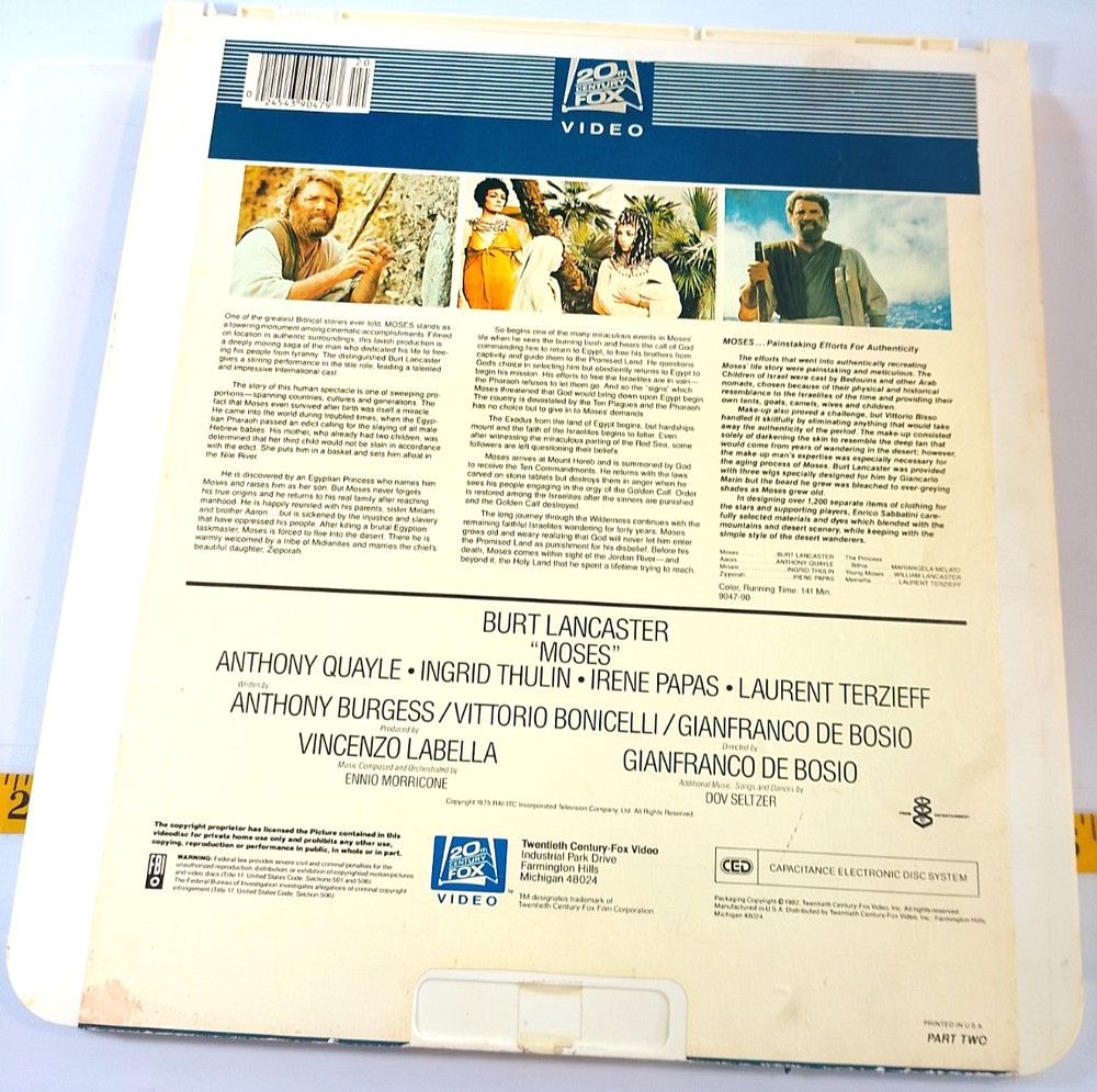 Vintage 20th Century Fox Moses Capacitance disk system untested