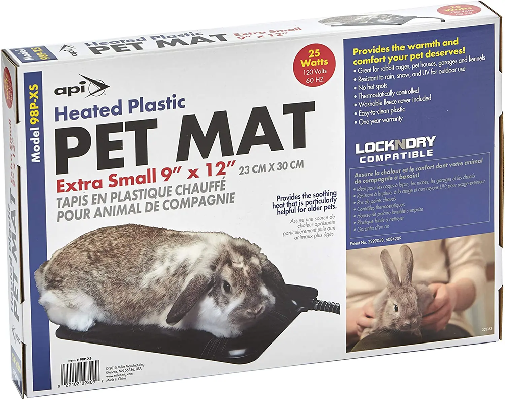 API Extra Small Plastic Heated Pet Mat for Pets 9"x 12"