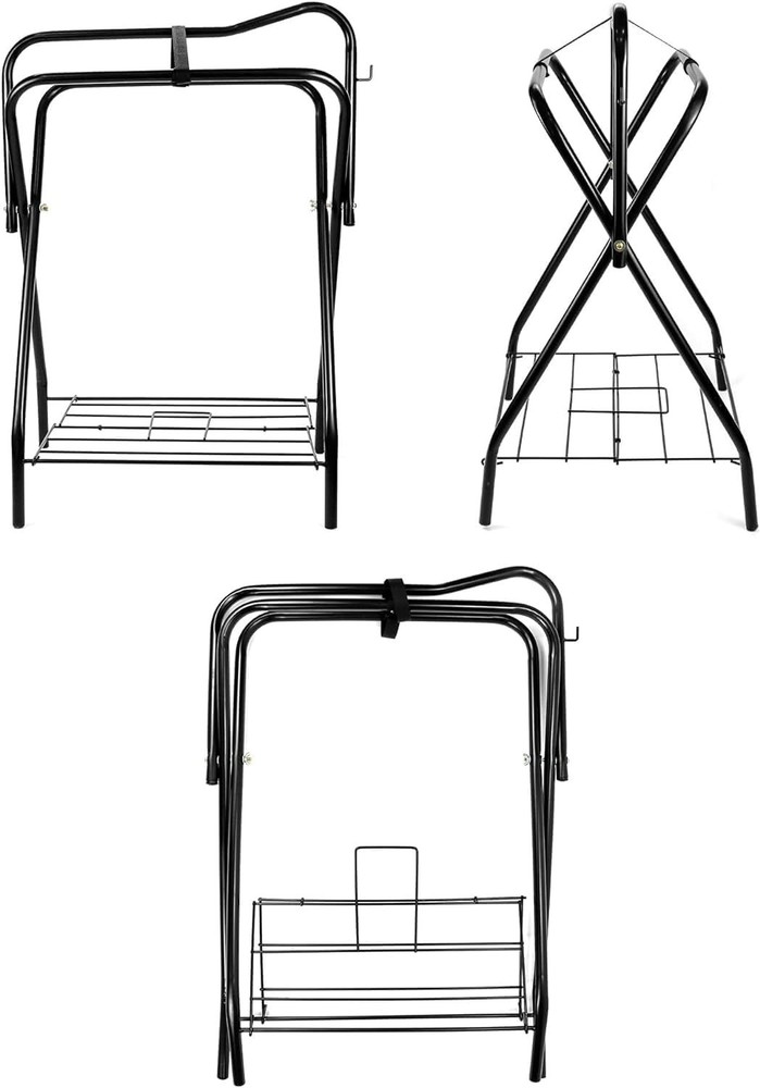 Versatile Saddle Stand for Riders - Folding Black Rack for All Saddle Types