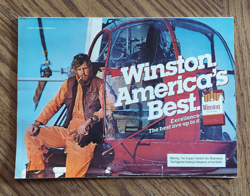 WINSTON FILTER CIGARETTE MAGAZINE PRINT AD HELICOPTER