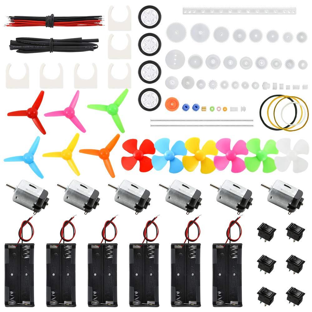 Mini DC Motors Kit for DIY Projects Includes Gears Battery Holder and Switch